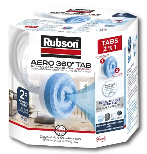 Rubson Aero 360 Nachfüll-Tabs für Luftentfeuchter, 2 Stück