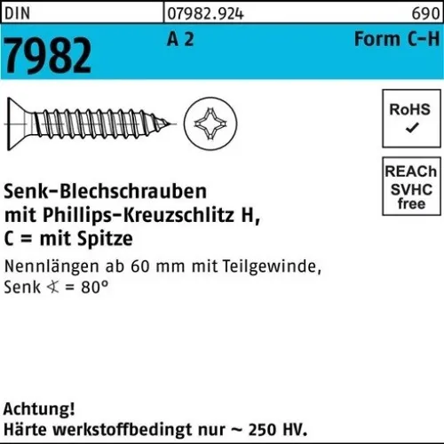 100er PACK(Stk)  007982920049063032 Senkblechschraube DIN 7982 m.Kreuzschlitz-PH