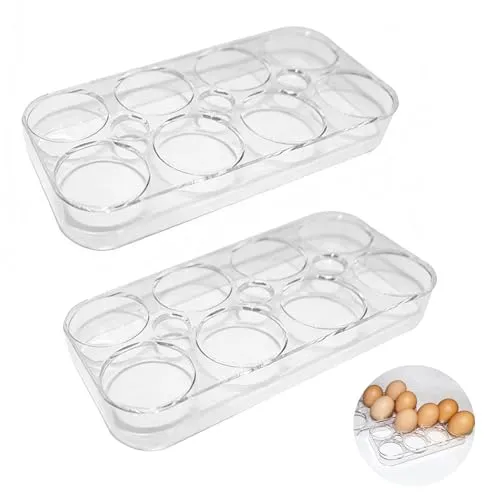Stück Eierhalter mit je 8 Eier Kapazität (16 Eier Gesamt), Transparente Eierbox, Eierbehälter für Kühlschrank, Praktische Eier Aufbewahrung Kühlschrank für Küche & Camping 2