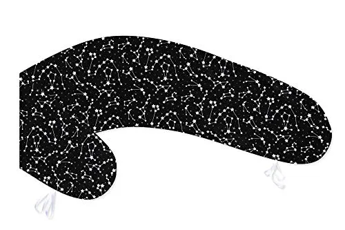 Amilian Bezug für Stillkissen Schwangerschaftskissen Lagerungskissen 170cm Bezug 100% Baumwolle mit Reißverschluss fürs Baby erhältlich Muster Himmel Schwarz