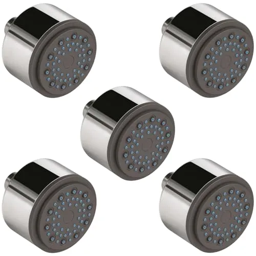 Daloual - 5x Design Duschkopf, Brause mit Antikalk-Düsen und Kugelgelenk, hochwertig verchromt, 1/2 Zoll Anschluss