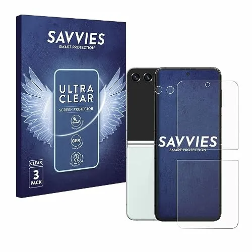 Savvies 6 Stück Schutzfolie für Samsung Galaxy Z Flip 5 (Display+Kamera) Displayschutz-Folie Ultra-Transparent