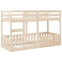 vidaXL Etagenbett 90x190cm mit Rausfallschutz - Platzsparendes Kinderbett aus massivem Kiefernholz mit stabiler Leiter und Rausfallschutz für sicheren Schlaf und Übernachtungsgäste.