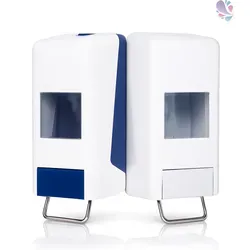 Softflaschenspender 1.000 ml / 2.000 ml in Grau-Weiß oder Blau-Weiß - Vielseitiger Softflaschenspender für Hautschutz und Reinigung. Mit einstellbarer Dosiermenge, stabiler Bauweise und Glasfaserverstärkung. Erhältlich in Grau-Weiß oder Blau-Weiß, ideal für Bildungseinrichtungen und Gastronomie.