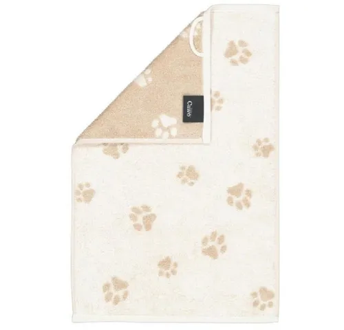 Cawö Badetücher Gästetuch We love Dogs Pfoten Paws Natur Beige (30x50cm)
