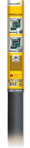 Schellenberg Fiberglasgewebe anthrazit 140 x 150 cm - Fliegengitter aus reiß- und stoßfestem Fiberglas, UV-beständig und fransfrei beim Zuschneiden, ideal für Insektenschutz-Rahmensysteme.