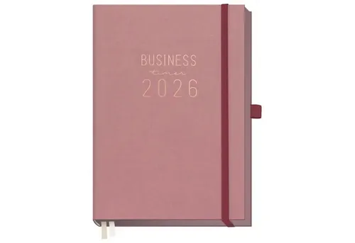 Business-Timer Deluxe 25/26 - Altrosa - Premium-Business-Kalender für 18 Monate, ideal für effiziente Zeitplanung mit zahlreichen Funktionen, A5-Format, Fadenheftung, edler Rosé-Gold-Prägung.