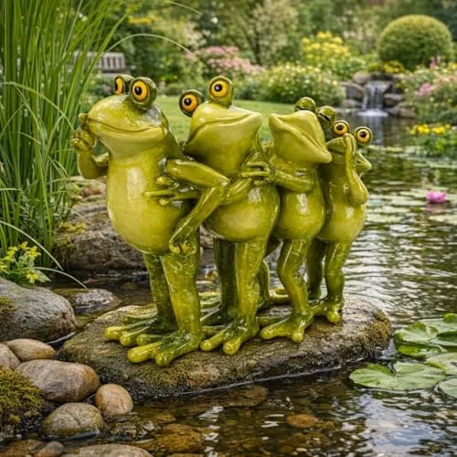 Online Fuchs Lustige Gartenfiguren Frosch Polonaise (21 cm) in grün von Online Fuchs