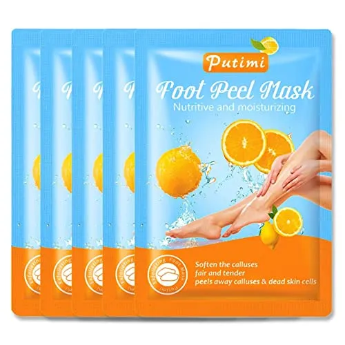 P-Beauty | Premium Fußmaske für Extremen Hornhautentfernung | Fußpflege-Lemon-Socken für Geschmeidige Baby-Füße | Intensive Feuchtigkeitspflege | Einfach Fußpeeling | Spa-Erlebnis zu Hause | 5 Paar