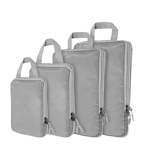 Kompressions-Verpackungswürfel, ultraleichte Packwürfel für Handgepäck, Reiseverpackungszubehör für Koffer, Organizer, Taschen, Set, langlebige Reisewürfel für Gepäck (4er-Set, grau)