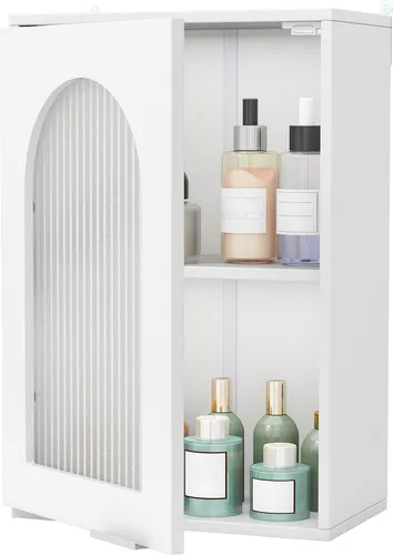 COSTWAY Badezimmer-Wandschrank mit Glastür