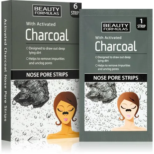 Beauty Formulas Charcoal Reinigungspflaster für verstopfte Poren auf der Nase 6 St.