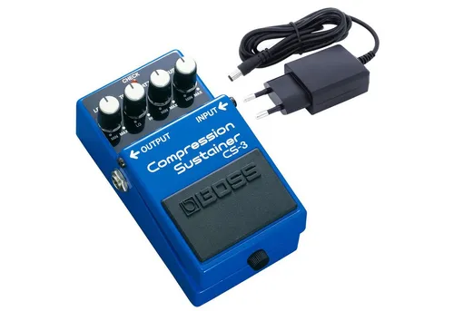 Boss CS-3 Compression Sustainer Pedal - E-Gitarre Effektgerät für ausgewogenen Klang, senkt Pegelspitzen und hebt leise Töne an. Ideal für langanhaltende Solotöne, robustes Metallgehäuse, inklusive 9V Netzteil.