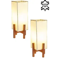 2er SET Janka Natur mit dunkelbraunem Gestell - Elegante Lederlampen - Werkstatteinrichtung: Natürliche Lichtquelle mit edler Ausstrahlung, handgefertigt aus Ziegenleder und Schmiedeeisen, sorgt für eine gemütliche Atmosphäre.