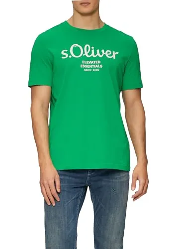s.Oliver Herren T-Shirt mit Logo-Print – aus Baumwolle, Regular Fit, Rundhals