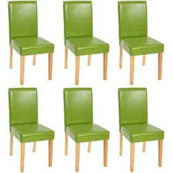 Hhg 6er-Set Esszimmerstuhl Littau aus Kunstleder, Grün