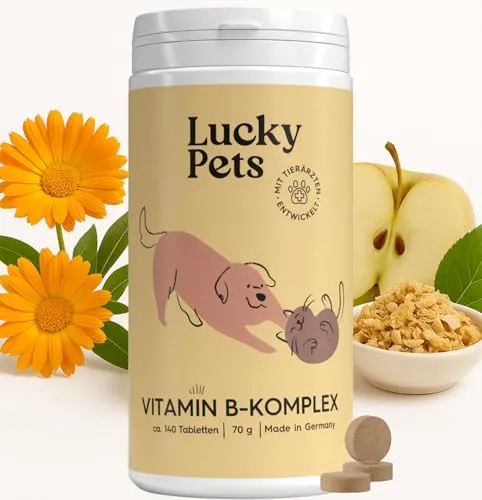 Lucky Pets Vitamin B Komplex für Hunde – 140 Tabletten mit Allen 7 B-Vitaminen für Starke Nerven und Immunsystem – Vitamin B Komplex Hund hochdosiert für mehr Vitalität – Made in Germany