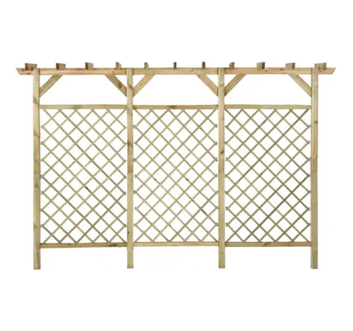 furnicato Gitterzaun mit Pergola-Oberteil aus grün imprägniertem Massivholz - Stylischer Gitterzaun mit Pergola-Oberteil für Ihren Garten. Robustes, grün imprägniertes Massivholz sorgt für Langlebigkeit und ansprechendes Design. Ideal für Kletterpflanzen und zur Gestaltung von privaten Rückzugsorten.