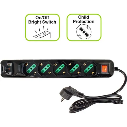 Tecnoware Power Systems Power Cleaner (5x, CEE 7/3, USB-A, USB-C) (FMP5GIGUSB)