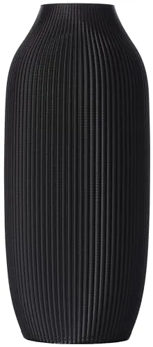 Nachhaltige 3D Vase Dekovase Stella M – 22,5cm Schwarz in schwarz von 3D Vase