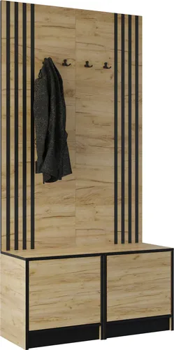 KIER FURNITURE Flurgarderobe Garderobenschrank 106,4x205x39cm, Craft Eiche