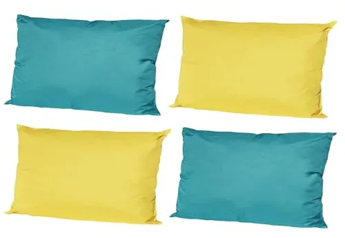 JACK 4X Outdoor Lounge Kissen 30x50cm viele Farben Dekokissen inkl. Füllung Wasserfest Sitzkissen Garten Stuhl, Farbe:2X Gelb - 2X Petrol