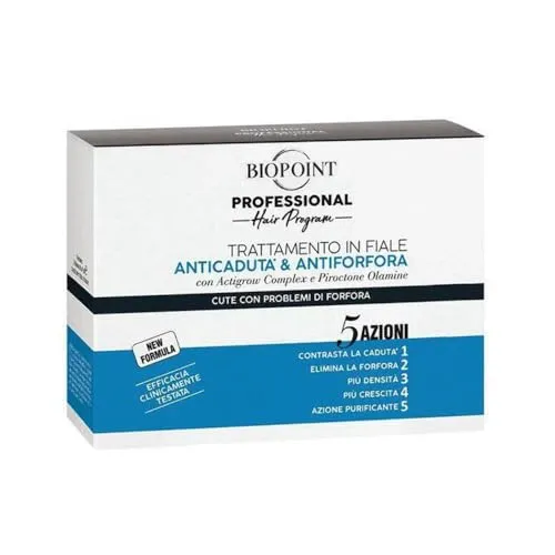 Biopoint Professional Hair Program Behandlung Ampullen gegen Haarausfall & Schuppen, angereichert mit Piroctone Olamine und Provitamin B5 für Haut mit Schuppenproblemen, 10 Ampullen à 7 ml