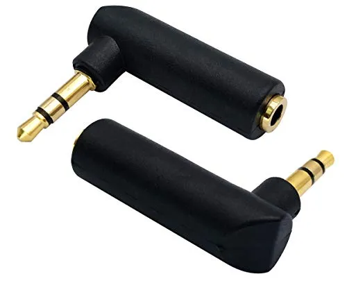 AAOTOKK 3,5 mm Kopfhörer Klinkenadapter 90 Grad rechtwinklig 3-polig 3,5 mm Weiblich auf Männlich TRS Audio Stereo Verlängerungsadapter (2 Stücke/3 polig)