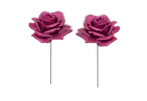 matches21 HOME & HOBBY Bastelnaturmaterial Große Wachs-Blüten Textil-Rosen 2er Set Kunst-Rosen pink, (2-tlg), Wasserfeste Wachs-Rosen als haltbare Deko-Rosen für Blumengestecke