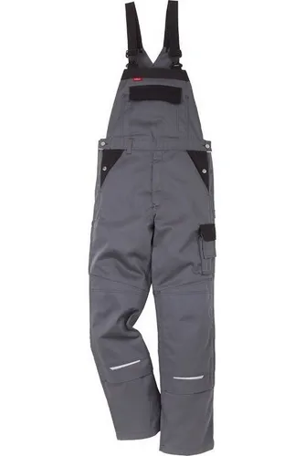 Latzhose Icon 100806-896 Größe C64 Grau/Schwarz - Arbeits- & Schutzkleidung mit elastischen Trägern, verstellbarer Bundweite und integrierten Knietaschen für höhenverstellbare Kniepolster, ideal für Handwerker.