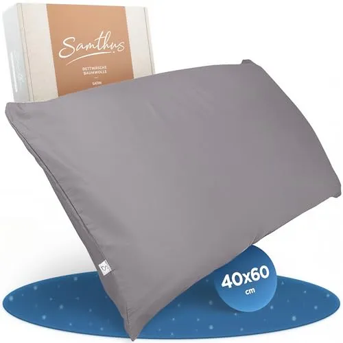 Samthus Kopfkissenbezug 40x60 Baumwolle Satin in grau von Samthus