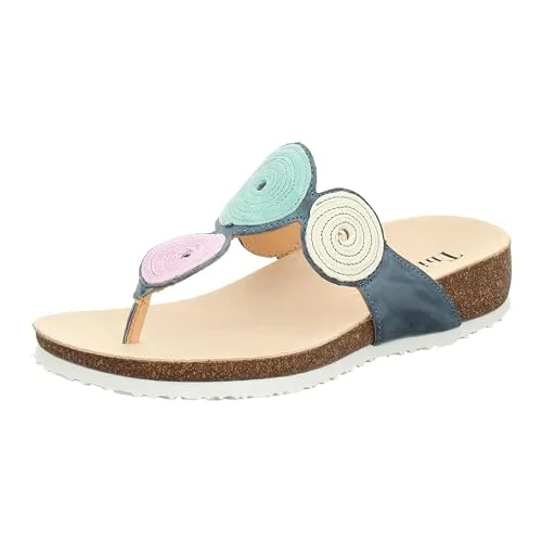 Think! Damen Julia Nachhaltige Pantolette, 8010 Denim Kombi, 42 EU