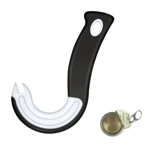 Schwarz Büchsenöffner,J Förmige Küchenhelfer,Dosenöffner für Senioren,Haken Deckelöffner,Zugring Dosenöffner,Ringöffner,Manueller Dosenöffner Senioren Hilfsmittel,für Dosen Mit Verschlussringen
