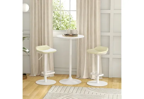 HOMCOM Runder Bartisch Stehtisch, Ø60 cm, Weiß - Eleganter Bartisch für Esszimmer oder Wohnzimmer, ideal für kleine Räume und Platz für 2 Personen. Robuste MDF-Tischplatte und pulverbeschichtete Stahlbasis sorgen für Stabilität und einfache Pflege.