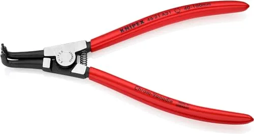 KNIPEX Außen-Sicherungsringzange 46 21 A31 SB abgewinkelt - Zangen für präzises Arbeiten, abgewinkelte Spitze für mühelosen Zugriff auf Wellenringe von 40-100mm, ideal für professionelle Anwendungen.