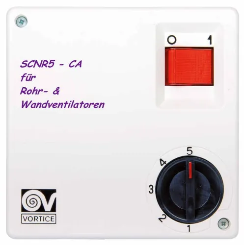Vortice Stufentrafo SCNR5-CA für Ventilatoren - Ventilatoren Steuerung, 5 Geschwindigkeitsstufen, einfacher analoger Drehknopf für präzise Anpassung und Komfort in jedem Raum.