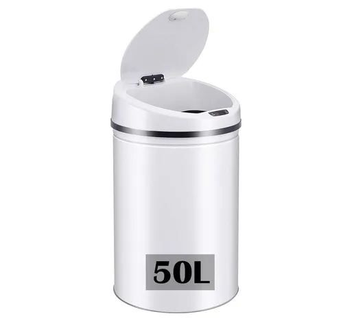 Ribelli Mülleimer Sensor 50L - Haushaltszubehör mit modernem Sensor-Design, eleganter weißer Oberfläche und 50L Volumen für müheloses Mülltrennen in der Küche.