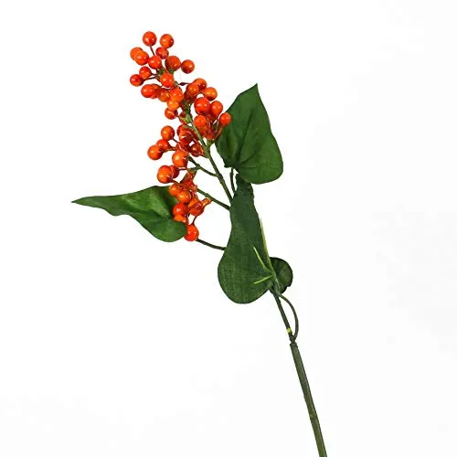 artplants.de Künstlicher Beerenzweig, orange, 45cm - Winterdeko - Kunstzweig