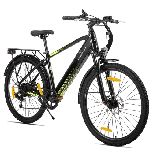 Hiland 26 Zoll E-Mountainbike - 250W, 7 Gänge, mechanische Scheibenbremse, mit integriertem 10,4-Ah-Akku - Gelb - Erleben Sie Fahrspaß mit dem Hiland 26 Zoll E-Mountainbike. Ideal für den Alltag und Freizeit, bietet es 7 Gänge, zuverlässige Scheibenbremsen und einen leistungsstarken, integrierten Akku für müheloses Fahren.