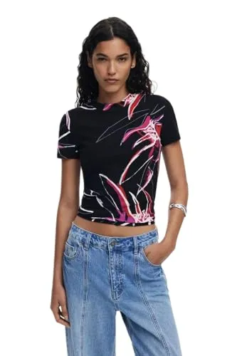 Desigual Damen Kurzarm T-Shirt Schwarz, Größe XS von Desigual