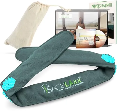 BACKLAxx® Akupressur Stirnband 70x6 cm - Massagegerät zur Linderung von Kopfschmerzen und Migräne, mit 230 intensiven Spitzen für optimale Stimulation. Verstellbar und ideal für Zuhause, im Büro oder auf Reisen.