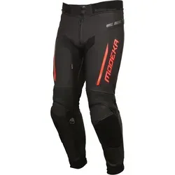 Modeka Valyant Motorradhose schwarz rot Gr. 52 - Sportliche Lederhose für Herren mit herausnehmbaren Protektoren, atmungsaktiv und ideal für alle Jahreszeiten. Perfekt für Race & Track.
