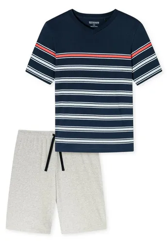 Shorty SCHIESSER Casual Nightwear Herren - Bequeme Herren-Nachtwäsche aus 100% Bio-Baumwolle, ideal für entspannte Nächte. Casual Schnitt mit V-Ausschnitt und kurzen Ärmeln für einen lässigen Look.