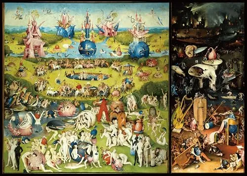 Puzzle 1000 Teile Erwachsene Der Garten der irdischen Freuden von Hieronymus Bosch 70 x 50 cm Puzzles für Erwachsene Lernspiel Herausforderungsspielzeug 1000-teilige Puzzles für Erwachsene Kinder