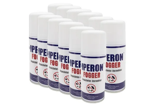 ml IPERON® Fogger Ungeziefer-Vernebler 12 x 150 - Tiergesundheit: Effektiver Ungeziefer-Vernebler für lückenlose Raumbehandlung gegen Schädlinge wie Schaben, Flöhe und Bettwanzen, sicher und komfortabel ohne direkten Kontakt.