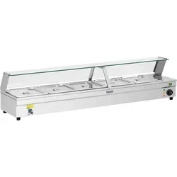Royal Catering Bain Marie Wasserbad RCBM-5 - Arborist Merchandising Root - 30 Liter Speisenwärmer mit Temperaturregulierung von 30-85 °C, inklusive fünf GN 1/2 Behälter und Ablasshahn für einfache Handhabung.