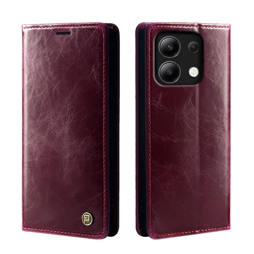 Handy Hülle für Xiaomi Redmi Note 13 Pro 5G Handyhülle Klapphülle RFID Weinrot