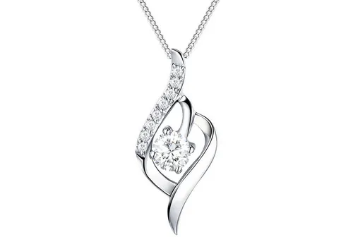 LÖB Kette mit Anhänger 925 Silber Halskette Tropfen Anhänger Zirkonia Stein Kette Tropfenform (Geschenke für Frauen Beste Freundin Mutter Mama Damen zum Geburtstag Weihnachten Weihnachtsgeschenke), Tropfenanhänger Schmuck Brautschmuck Glitzer Strass Diamant Form Weiß