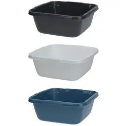 3x Spülschüssel Kunststoff Eckig 6 Liter Waschschüssel Spüle Camping Schüssel Abwaschschüssel