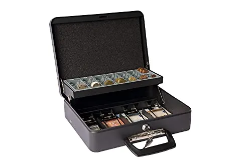 ARREGUI Cashier Clip C9244H-EUR Geldkassette mit Eurozähleinsatz - Card-Reader: Robuste Geldkassette aus Stahl mit Euro-Münzzählbrett und 4 Scheinfächern, ideal für sichere Bargeldaufbewahrung in Büros oder Geschäften.